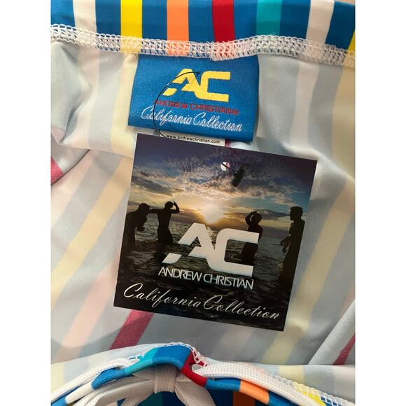 Andrew Christian California Stripe Bikini XL Extra Large - Picture 10 of 12